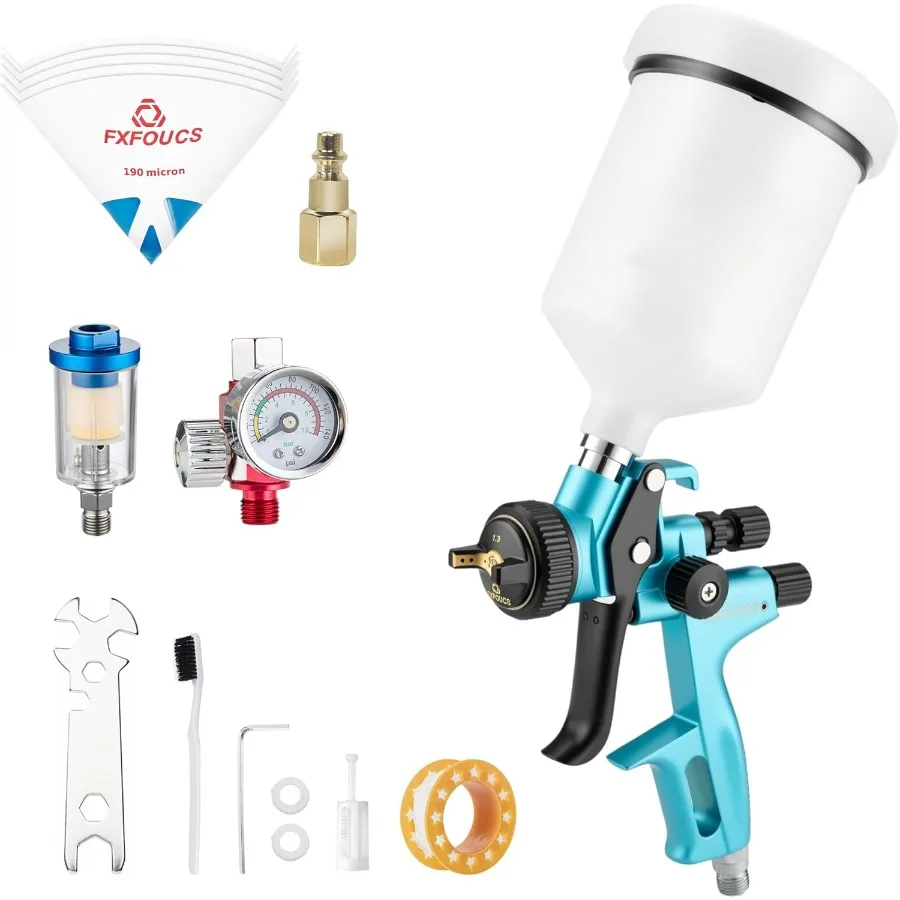 

HVLP Spray Gun with 1.3mm Nozzle Car Paint Gun Premium Tool Kit Perfect for a Wide Range of Applications Including Car Automoti