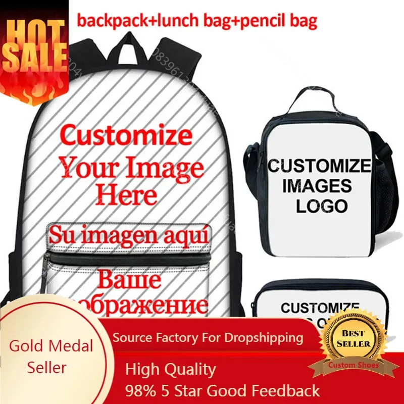 Custom Your Image Print Kids Book Bag Large School Bags Set Schoolbag Student Backpack For Girls Boys Bookbag Leisure Daypack