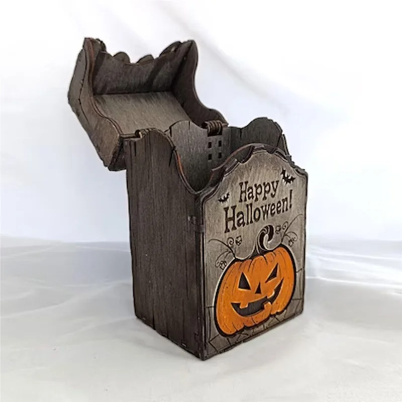 ABNO-할로윈 소품 크리 에이 티브 보물 호박 랜턴 상자 나무 할로윈 파티 장식 트릭 또는 축제 장식품
