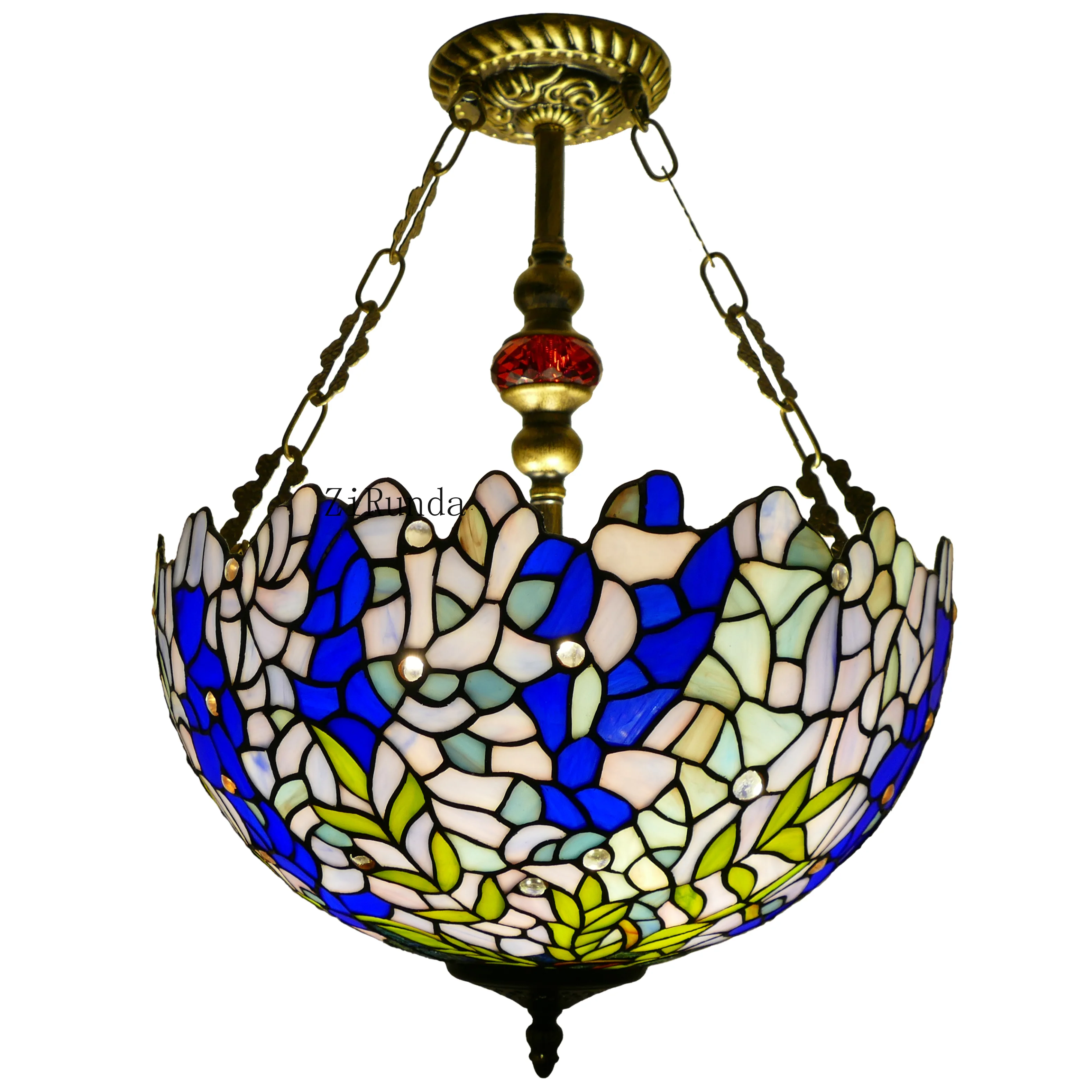 Hanging wisteria American vintage classic stained glass ambient lamp balcony bedroom dwarf café art chandelier
