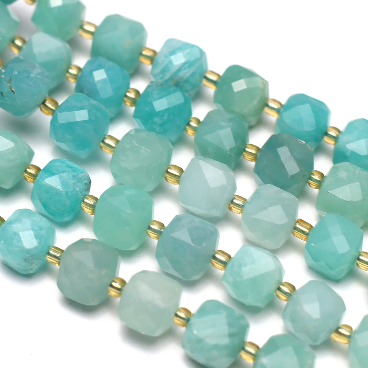 Natural Stone Gemstone Cyan Faceted Square Small Apple Beads Mixed Threaded Beads for Jewelry Making DIY Bracelet Necklace 8x8mm