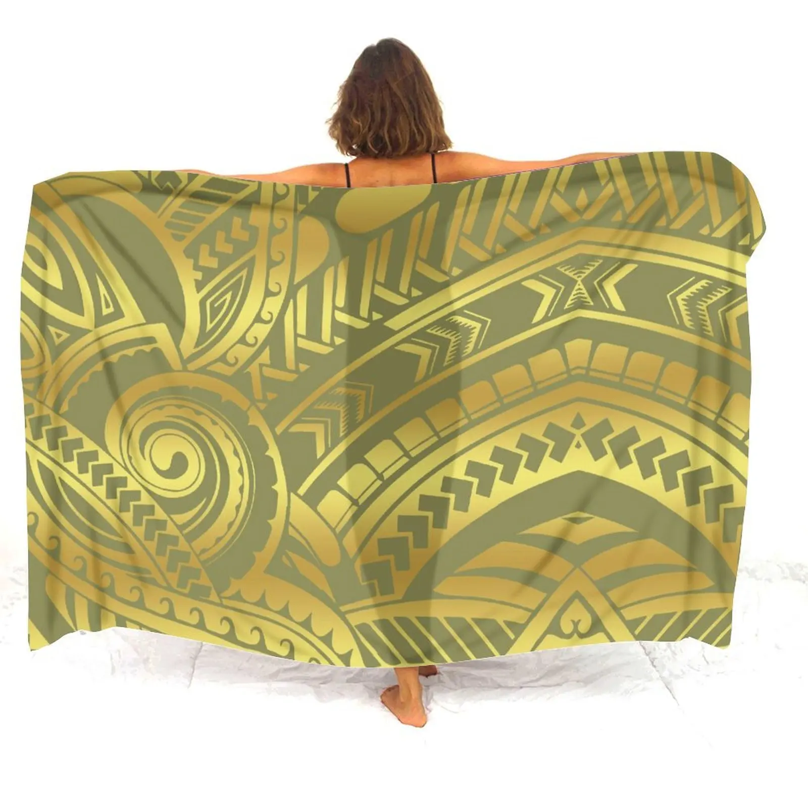 Anpassbarer Polynesian Horizon Sarong Damen Sonnenuntergang Farbverlauf Schalrock Leichter Seaside Escape