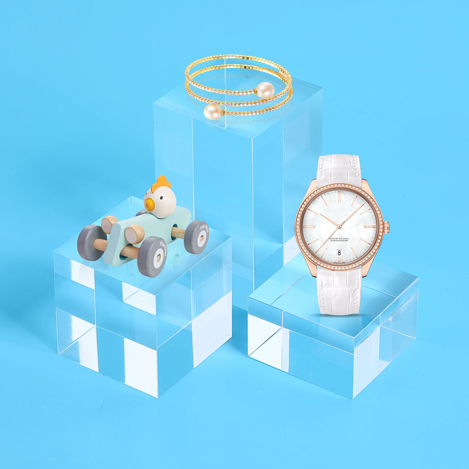 

3 pcs Acrylic Display Stands Clear Square Cube Risers For Jewelry Crafts Display Base Strong Block Holder Easy Assembly