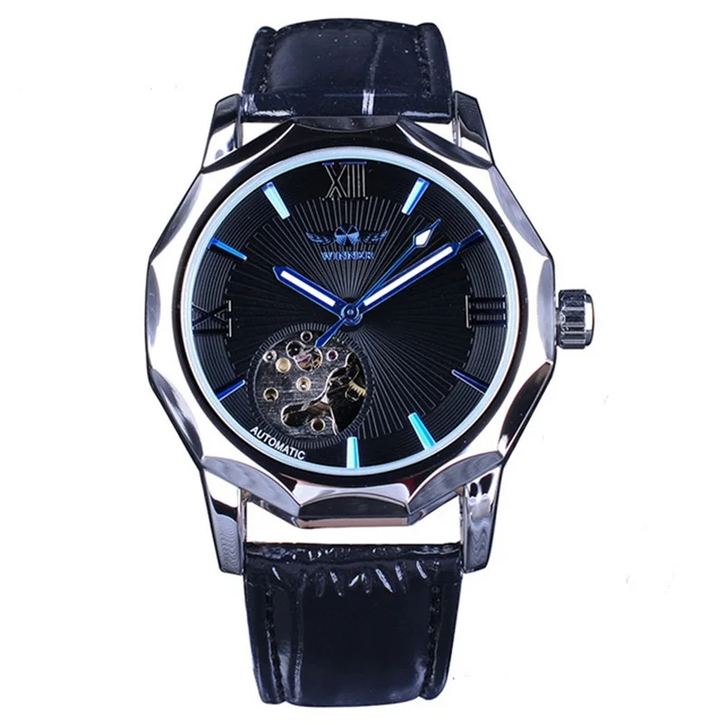 Winner 199A Fashion Waterproof Digital Online Mens Leather Bands Luxury Tourbillon Automatic Mechanical Wrist Watches