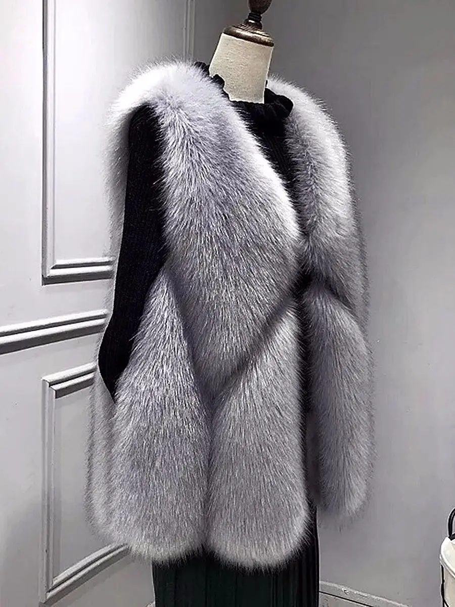 

2025 Winter and AutumnNew Women's Fur Vest Slim Fit Mid-Length Stylish Young Look Fashion Casual and versatile XT1769
