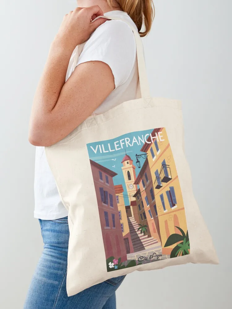 Villefranche sur mer poster Tote Bag Women's shopper bag tote bag custom sac pour femme