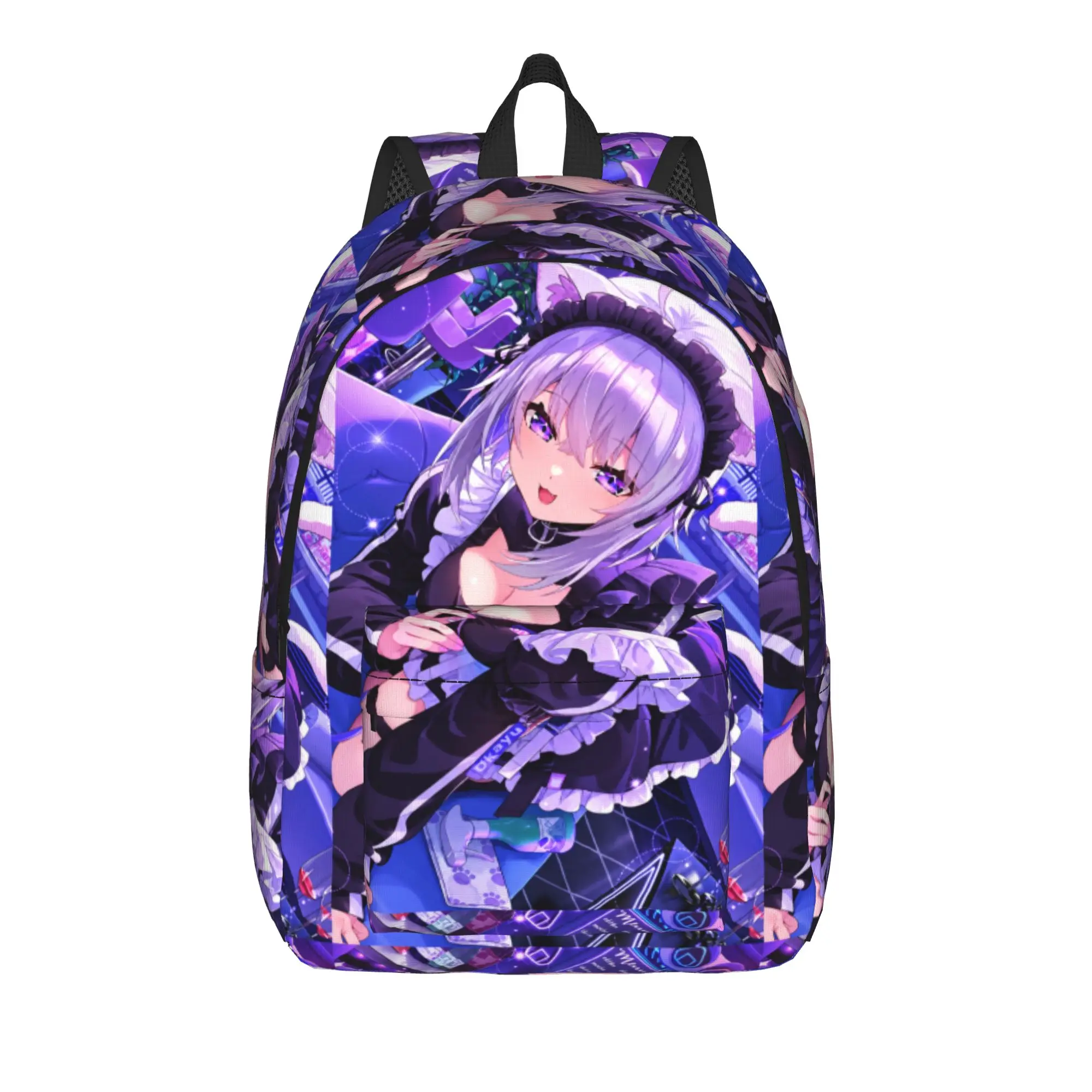 Hololive Gamers Nekomata Okayu Maid Backpack Boy Girl  Soft Backpacks Polyester Elegant School Bags Hiking High Quality Rucksack