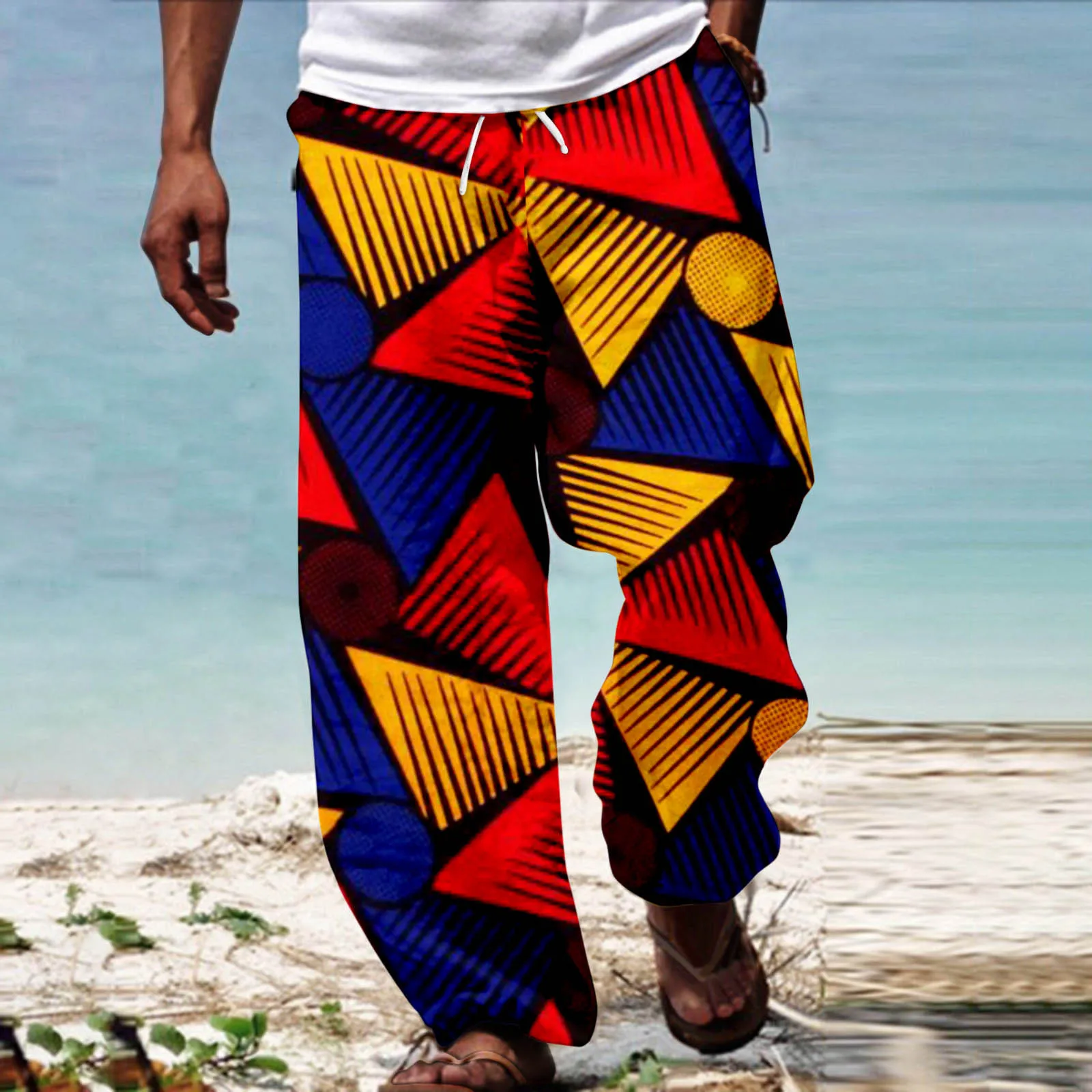 Traditional Style Men Pants African Dashiki Printed Casual Trouser Summer Hawaii Holiday Ankara Beach Pants Athletic Jogger Pant