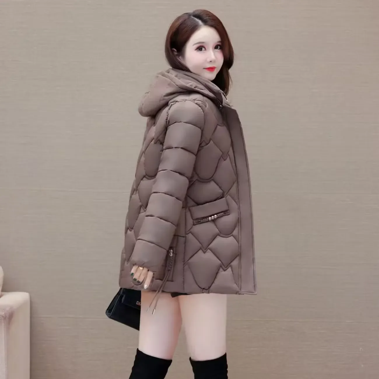Winter New Hooded Down Cotton-Padded Jacket Women's Overcoat Thickened Warm Parka Fashion Mid-Length Loose Cotton Jacket