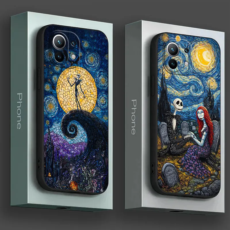 

Halloween Jack Sally Skellington Phone Case For Xiaomi Mi 14T 13T 11T 10T Pro 11 15 Ultra Poco X7 F7 Pro X3 X5 X6 M5 M7 F6 Cover