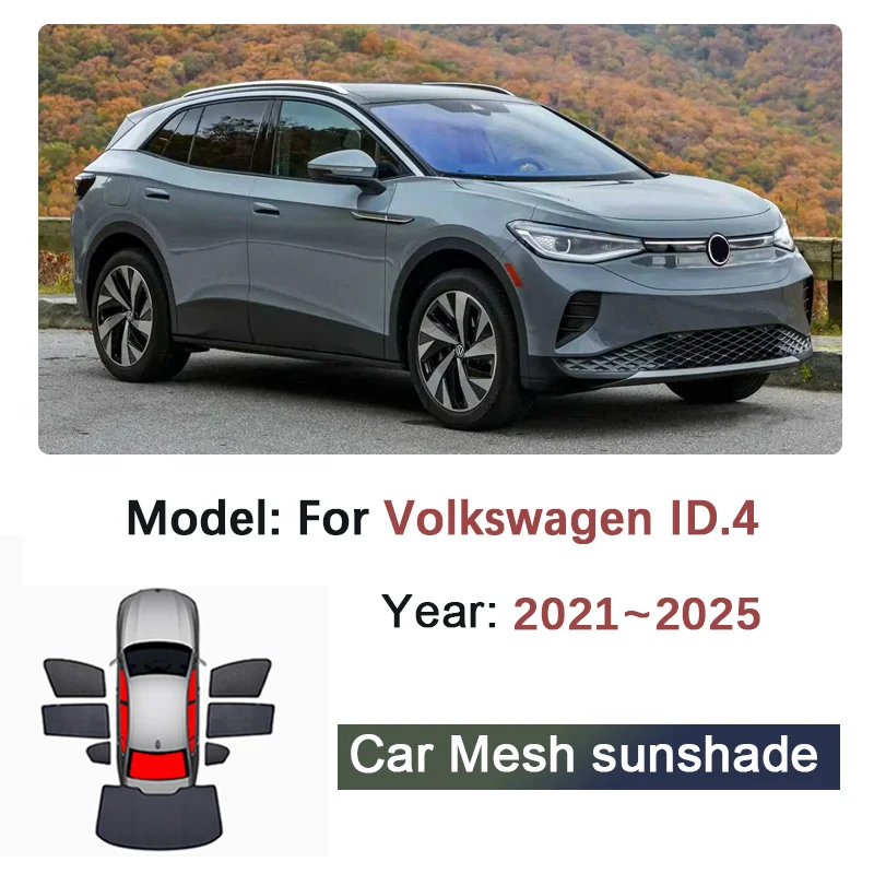 مظلات شبكية للسيارة لسيارة Volkswagen VW ID4 ID.4 2021 ~ 2025 2022 2023 2024 نافذة تغطية حاجب الشمس ظلال أدوات السيارات اكسسوارات #2