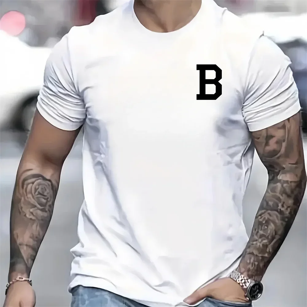 

Summer luxurious men's cotton plain-colored loose T-shirt casual streetwear top for men