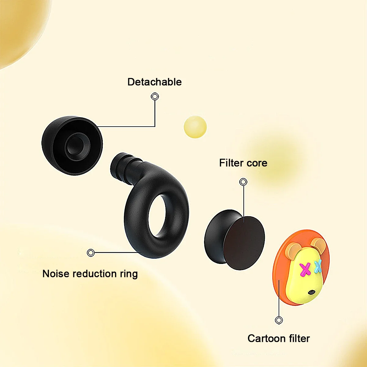 X Eyes Bear Sleep Noise Reduction Earplugs, Soft Silicone Ear Muffs, Proteção contra ruídos, Viagem Reutilizável, Nadar, Tampões de ouvido à prova d'água