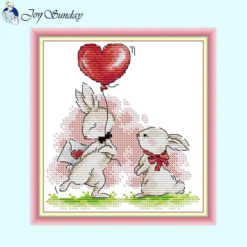 Cartoon Rabbit Series JoySunday Modello Animale Punto Croce 14CT 11CT 16CT Tessuto di Tela Kit di Ricamo FAI DA TE Per Bambini Set Da Cucire A Mano