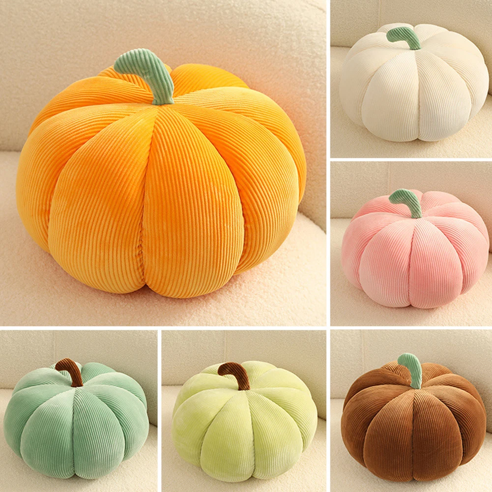 20/28/35cm Fluffy Pumpkin Plush Pillow Creative Special-shaped Sofa Cushion Halloween Decoration for Car Bedroom Sofa Couch