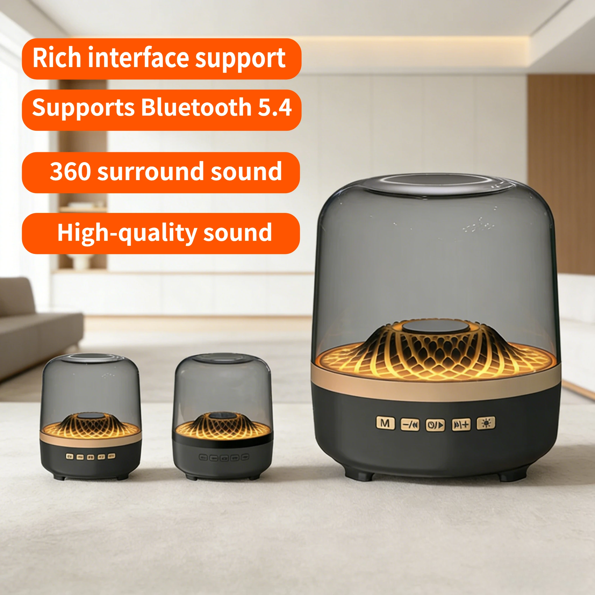 Barra de som sem fio portátil bluetooth 5.3 alto-falante de cinema em casa subwoofer hi-fi lâmpada de respiração acústica para android ios