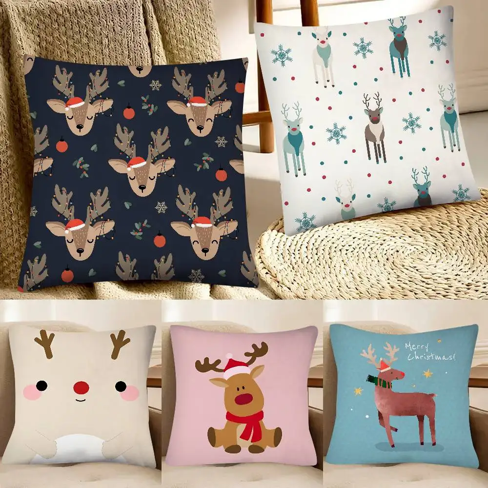 Reindeer Pillow Case Fashion Square Pillowcase Bedroom Sofa Room Ins Decoration Leisure