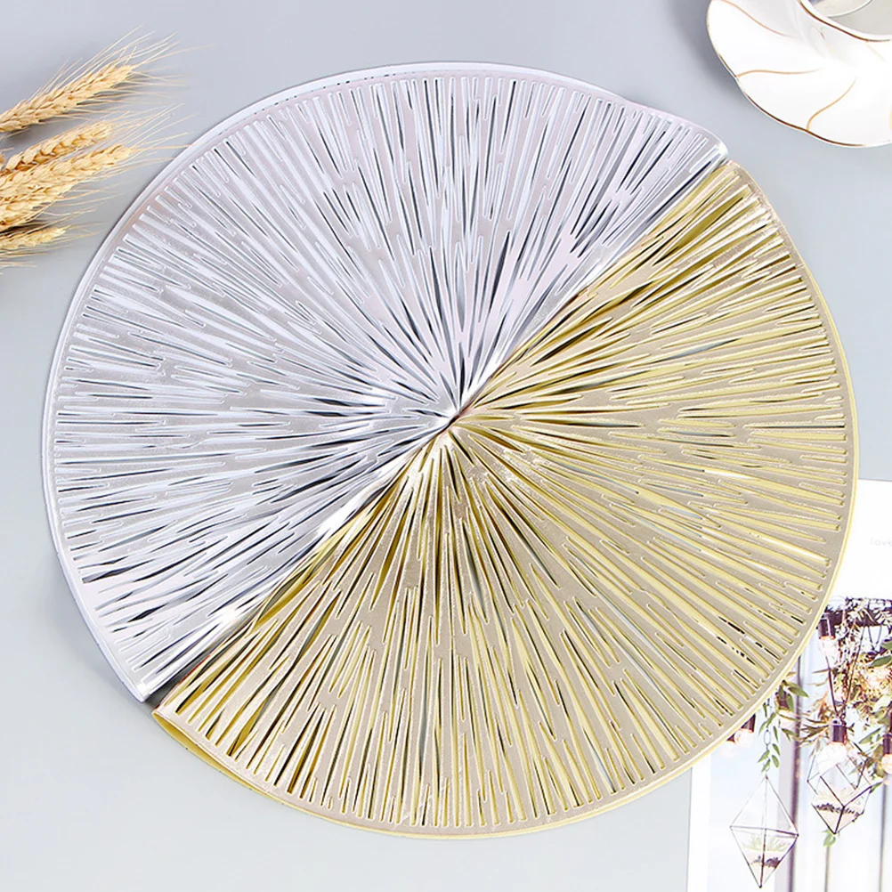

2pcs Round Placemats Pvc Heat Resistant Table Mats Hollow Out Design For Dining Room Kitchen Coffee Station Party Decoration