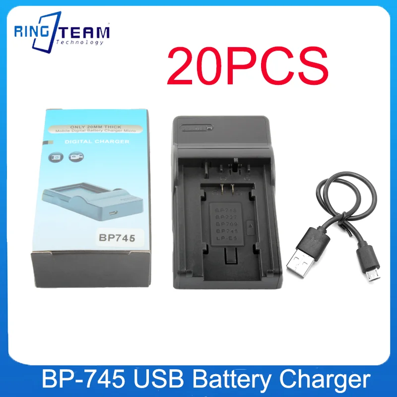 

20PCS/LOTS BP-718 BP-727 BP-745 Battery Charger for Canon VIXIA HF M50 M500 M56 M52 M60 R30 R300 R308 BP727 BP745 USB Charger