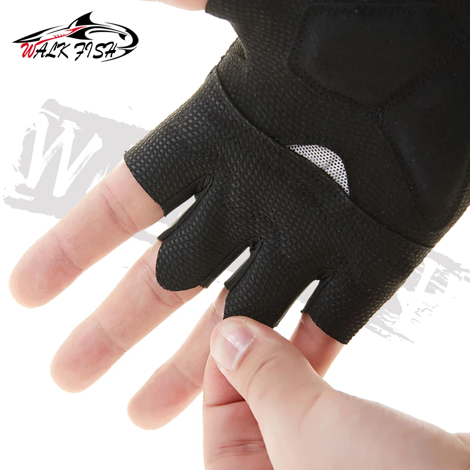 SPAZIERGANG FISCH Angeln Handschuhe Atmungsaktive Sommer Anti-skid Finger Handschuhe Outdoor Sport Wandern, Radfahren, Kajakfahren Tackle