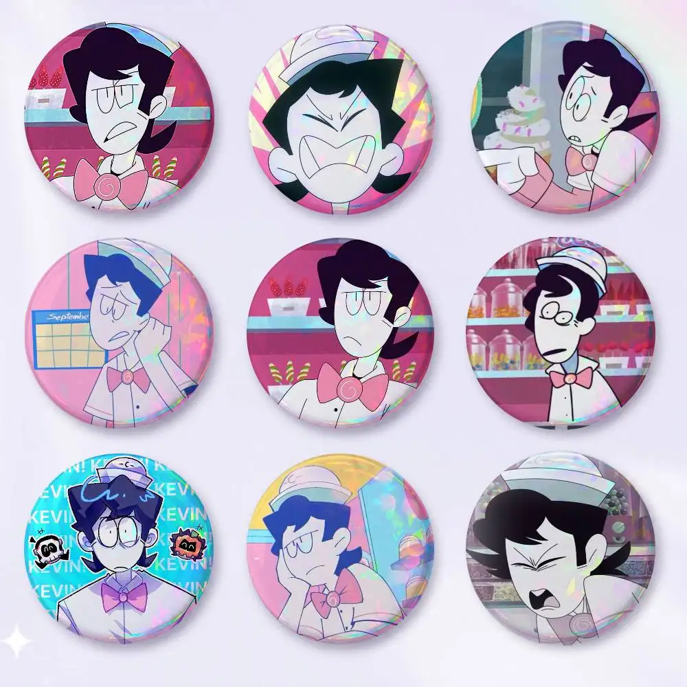 A-Spooky Month Kevin 75x75 25x25 Mm Cartoon Round Brooches On Backpack Shirt Accessories Jewelry Badge Gift For Friends