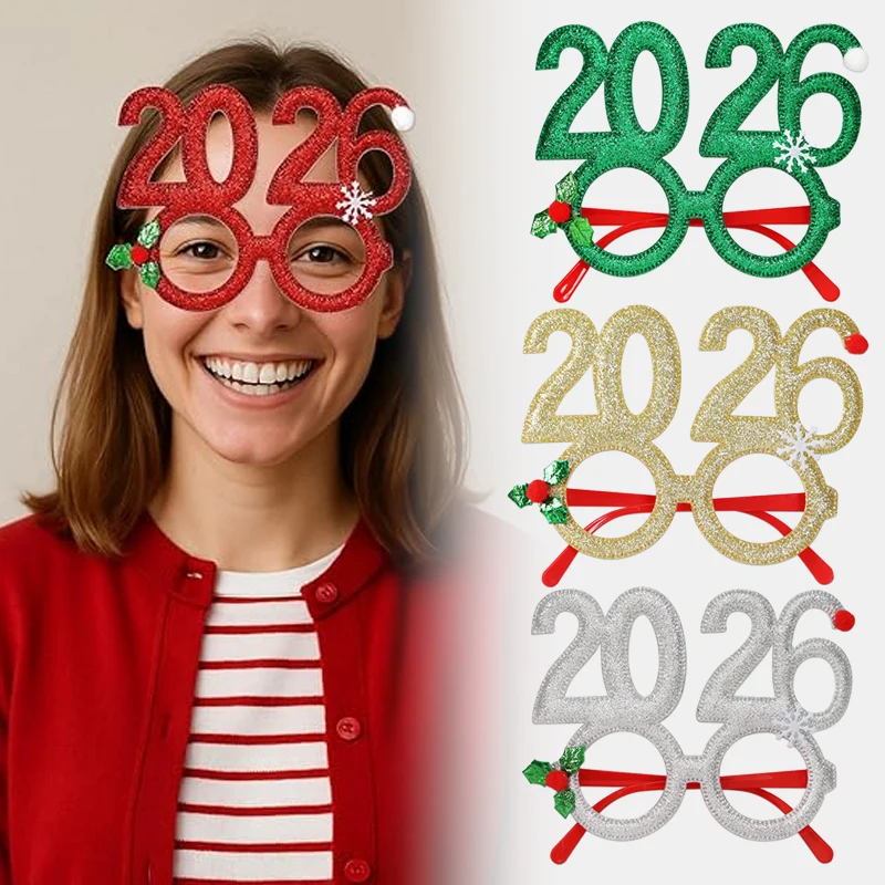 

2026 Christmas Digital Glasses Decoration Hilarious Party Prop Essential for Kids' New Year Photos DIY Creative Eyewear