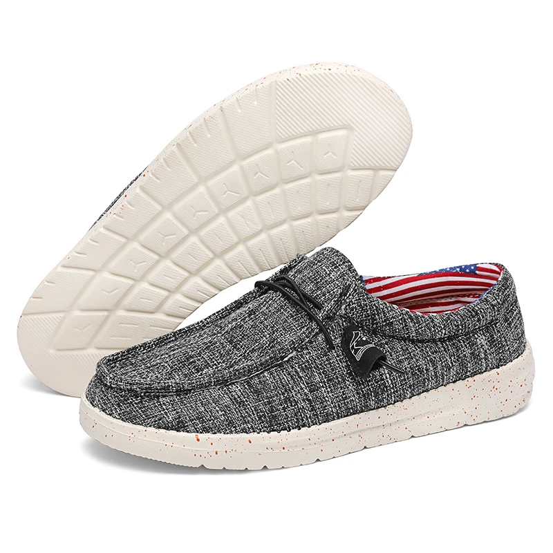 

Новые мужские тканевые туфли на осень 2023 года, новые нескользящие льняные парусиновые туфли на мягкой подошве, мужские рабочие туфли без шнуровки с защитой труда