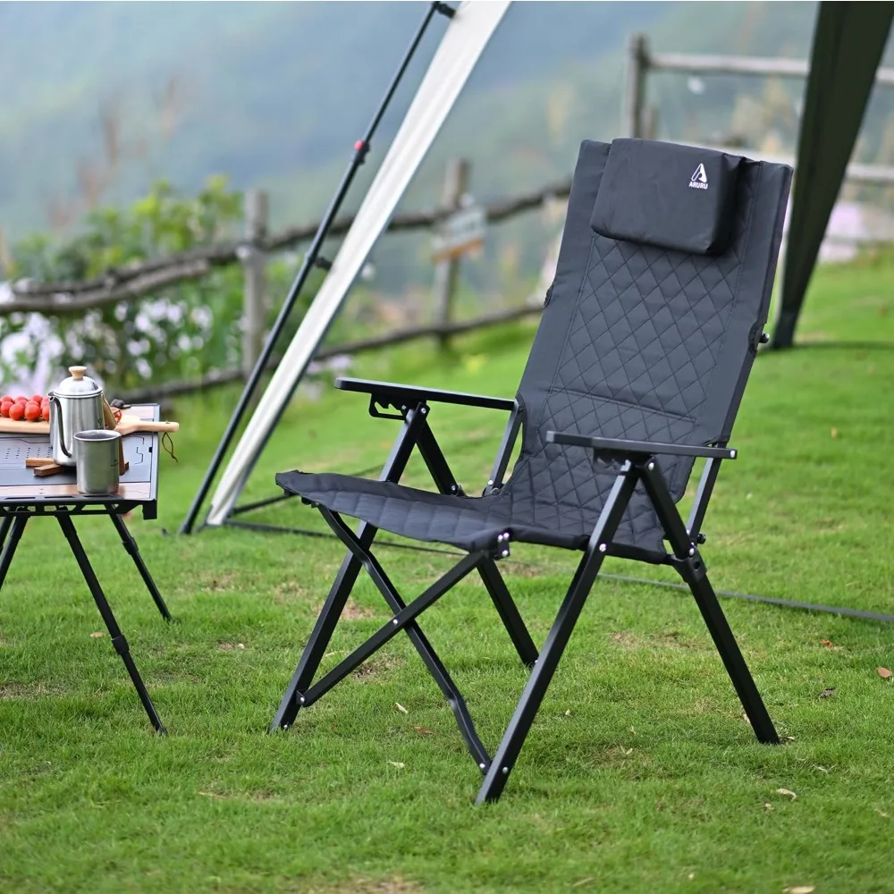 

Регулируемый складной стул для кемпинга с откидной спинкой, сверхмощный стул для патио на открытом воздухе для лужайки для взрослых