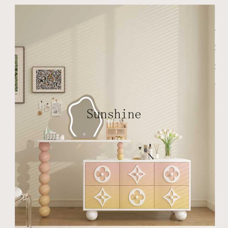 

Cream wind dressing table integrated gradual change color storage locker retractable master bedroom dressing table