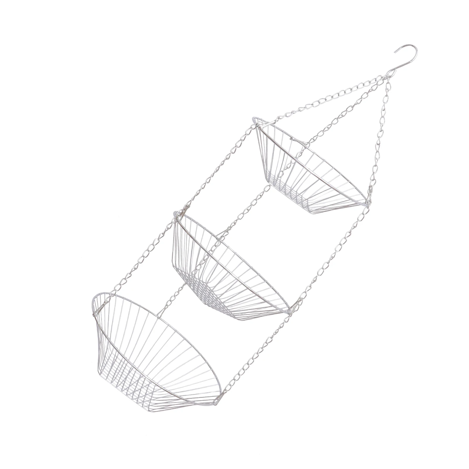 

3-Tier Wire Hanging Fruit Basket Stainless Steel Drain Display Rack for Kitchen Living Room Decoration Large Capacity Anti-Rust