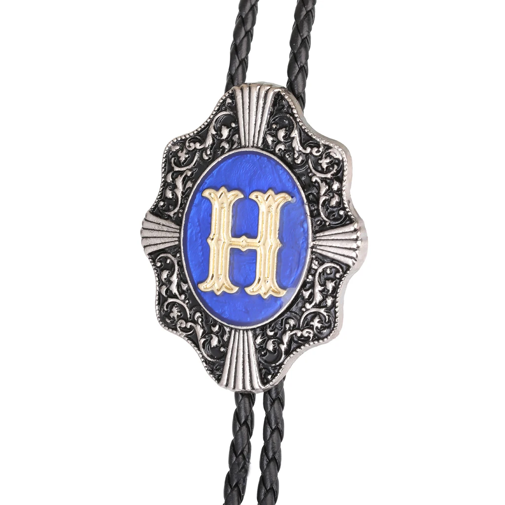 

New American western fashion men's and women's 26 letters blue bolo tie