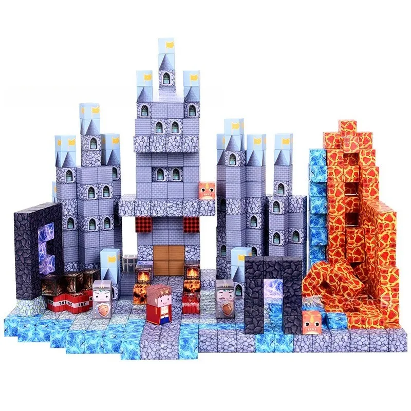 For Stacking Construction Set Educate Sensory Toys Kids Boys Girls Ages 3+ DIY Magnetic Building Blocks Mine World Magnet Cube