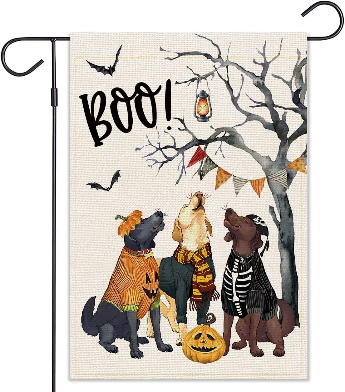 Balgardekor Halloween Boo Garden Flag Dogs Spooky Double Witch Hat Sided Burlap for Outside Farmhouse Decor for Outdoor Holi jjp