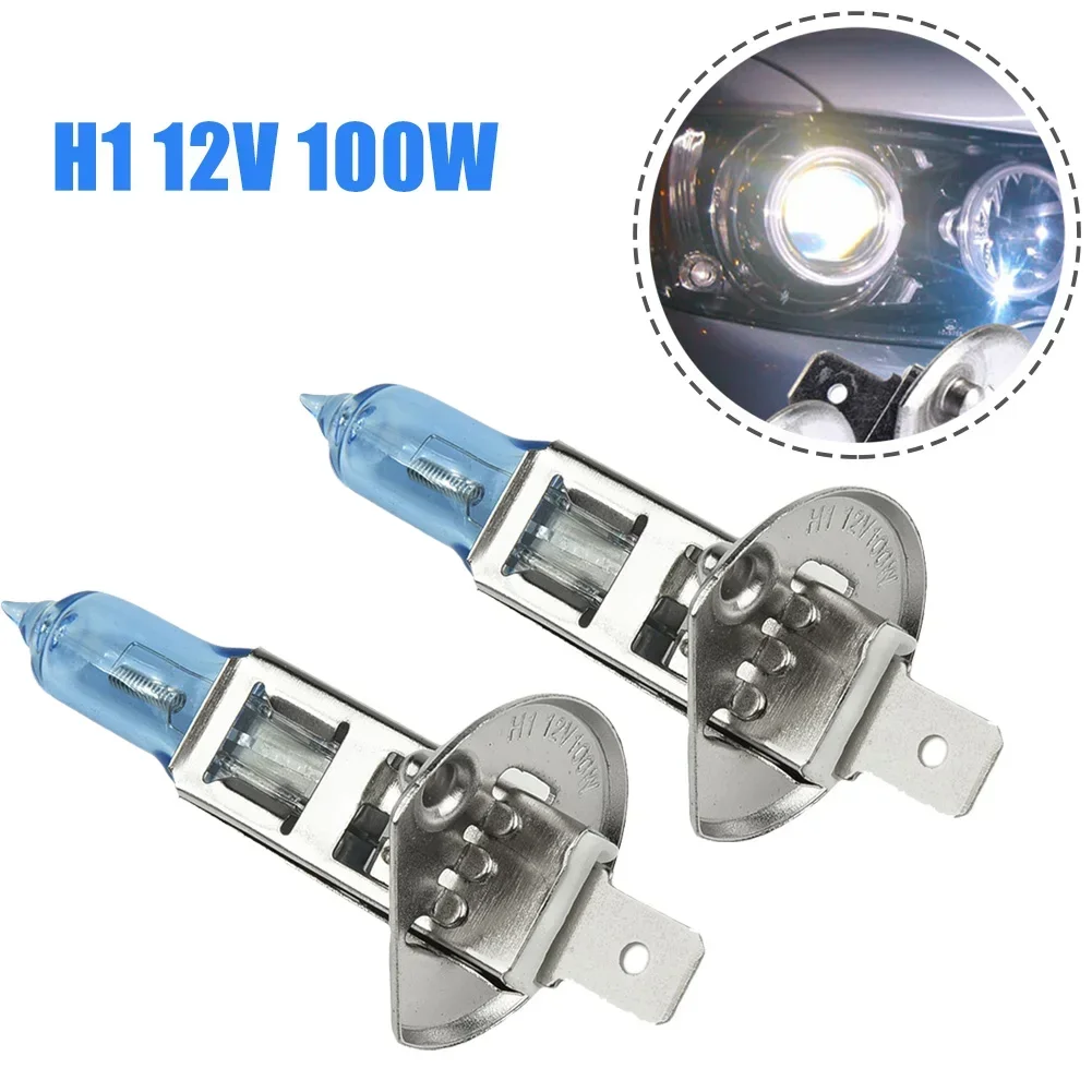 2pcs H1 Car Head Light Halogen Bulb Ultra High Brightness Super White Light H1 12V 100W Car Day Running Lamp