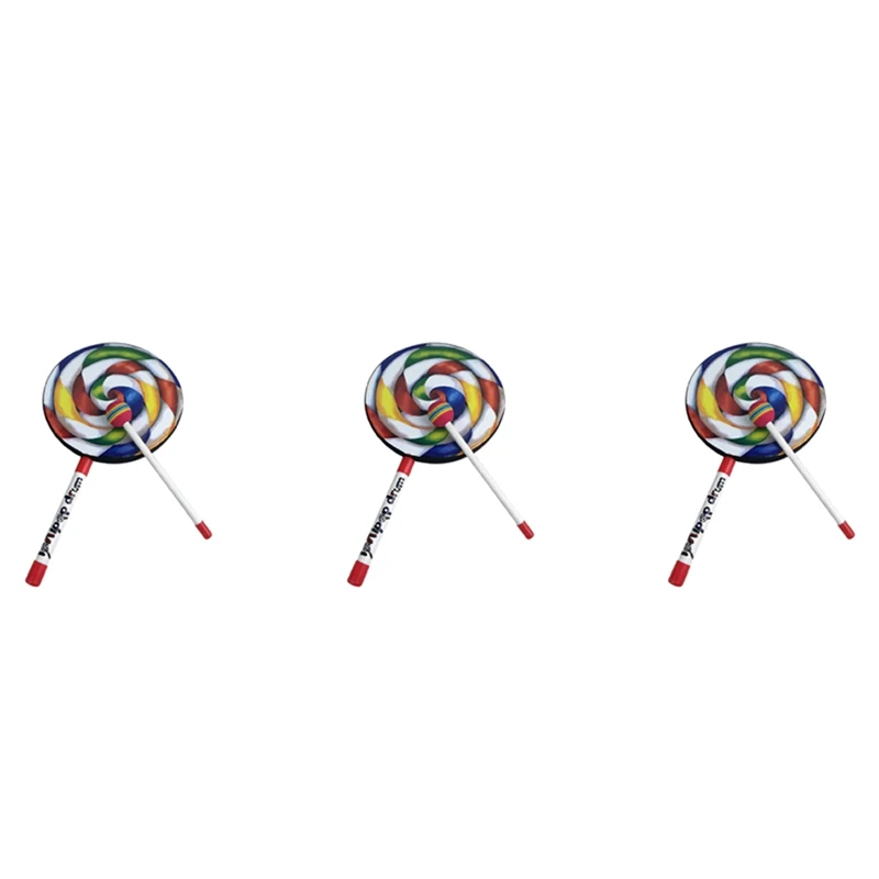 3X Lollipops Pattern Colorful Drum Percussion Instrument For Children Kindergarten Musical Education Early Education