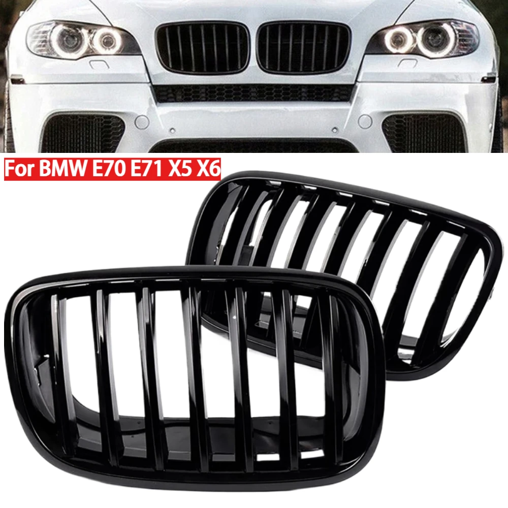 

Left & Right Car Front Kidney Mesh Grille with Base for BMW E70 E71 X5 X6 2007-2014 Bumper Grill
