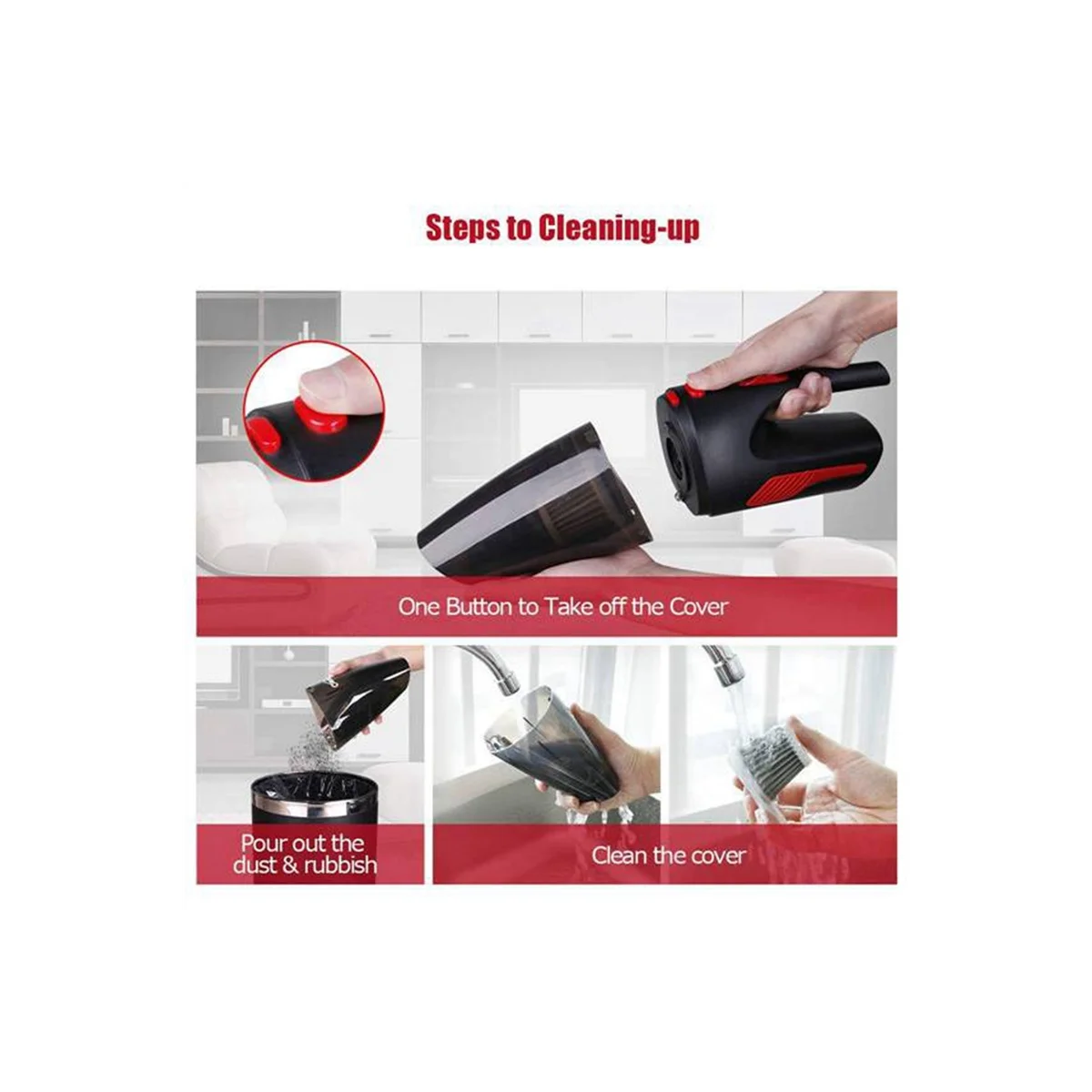 

Handheld Vacuum, Hand Vacuum Cordless with High Power, Mini Vacuum Cleaner Handheld Powered By Li-Ion Battery Rechargeable Quick