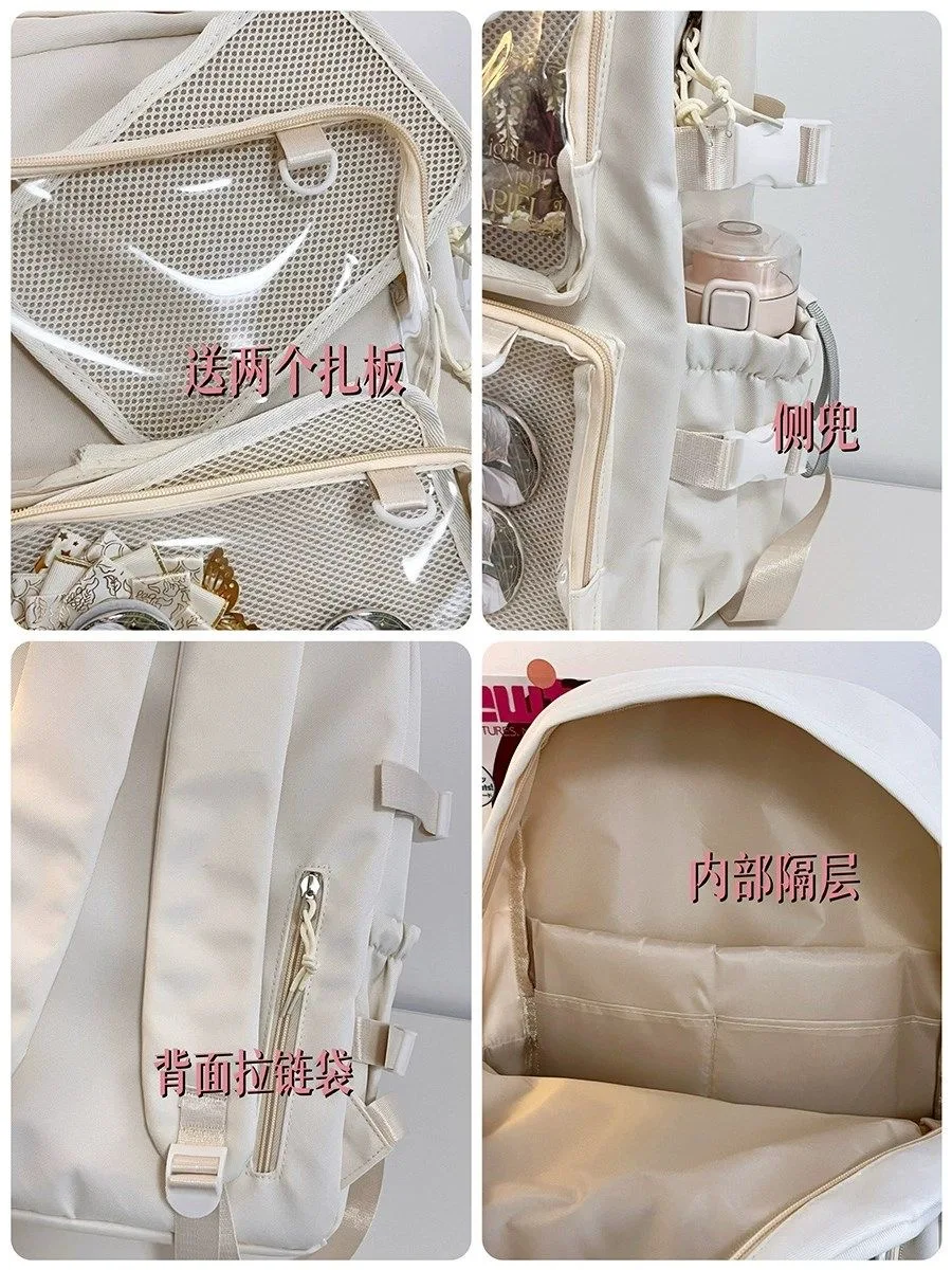 Borse da scuola giapponesi per ragazze adolescenti tasche trasparenti Itabag donna nuovo 2024 Kawaii JK zaino donna ragazze Ita zaino