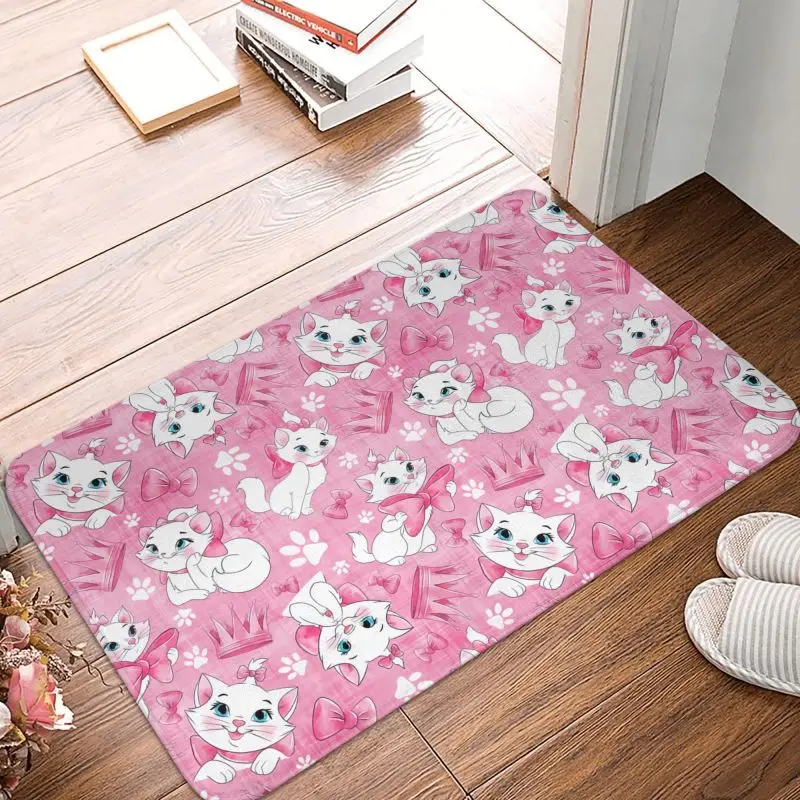 Custom Marie Cat Door Floor Kitchen Bath Mat Anti-Slip Indoor Doormat Living Room Entrance Rug Carpet Footpad