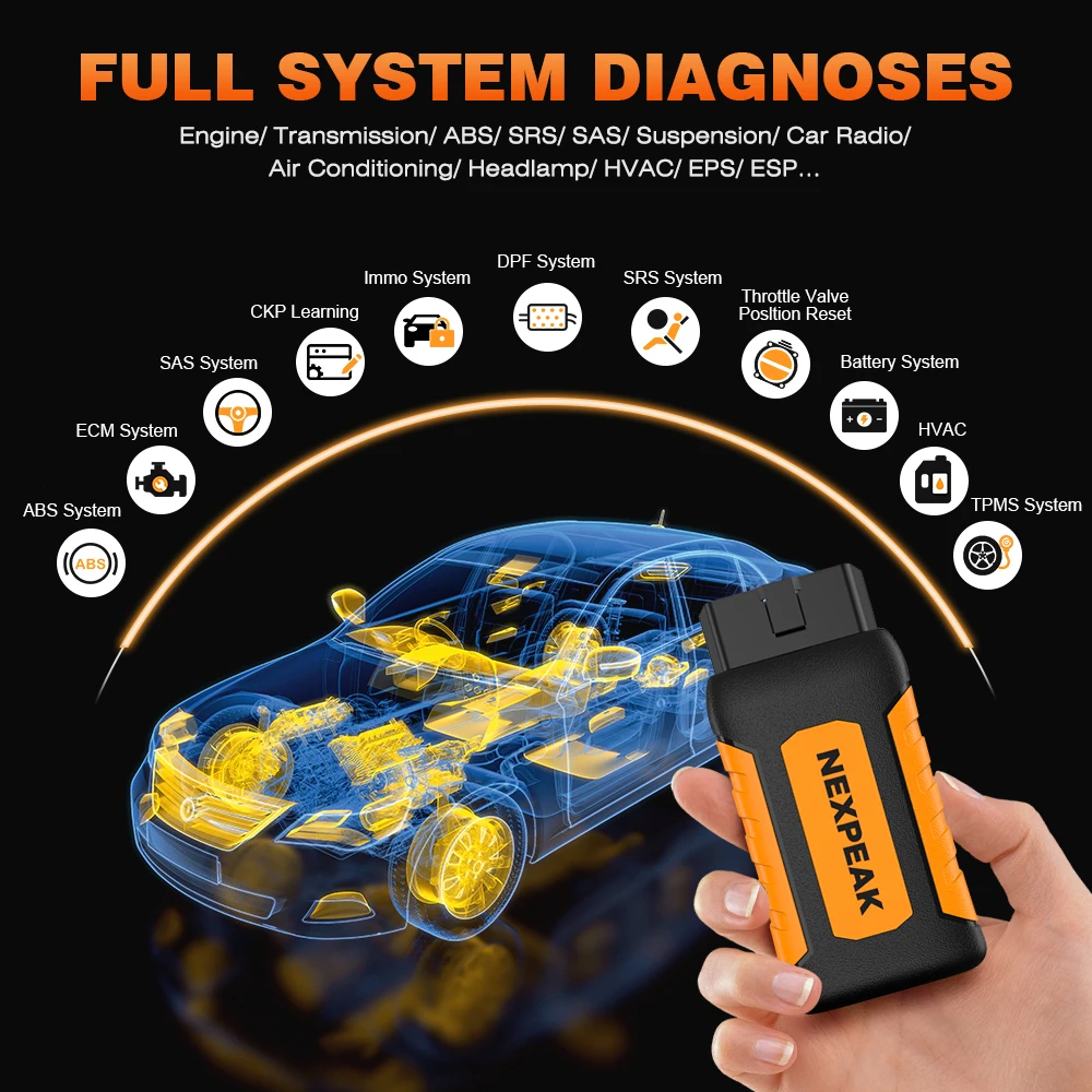 NEXPEAK K1 PLUS Full system Car Obd 2 Diagnostic Tools  Obd2 Professional Auto Scanner DPF TPMS IMMO Oil Reset Key Programming