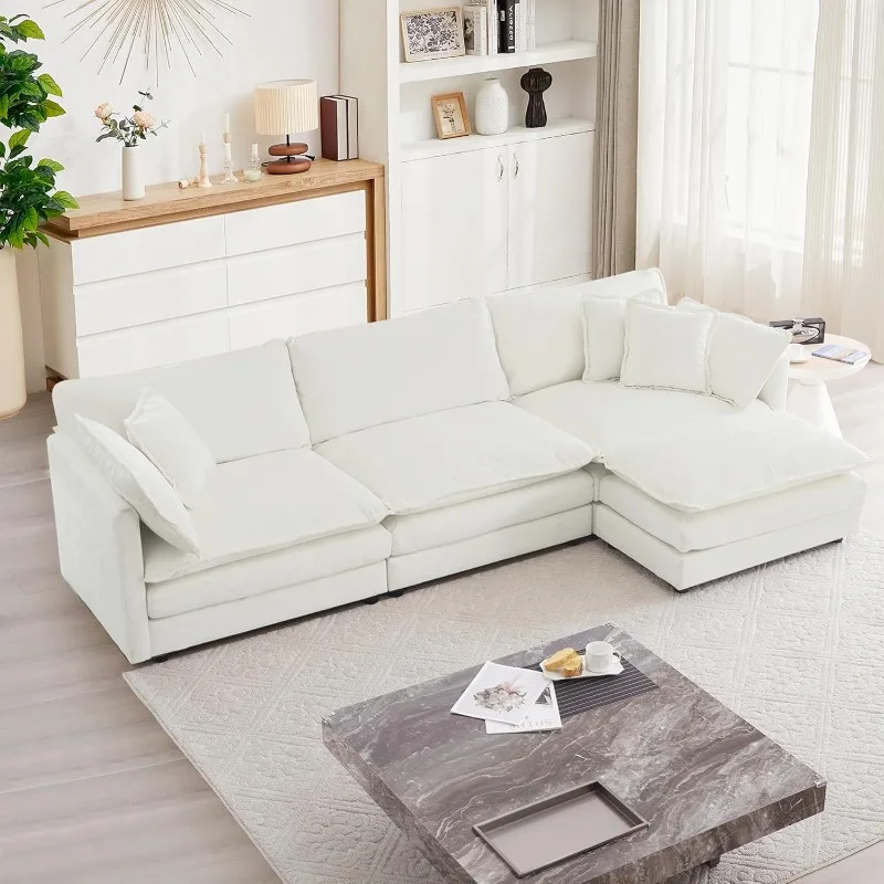 Modular Sectional Sofa, 111.5 Inch L Shaped Couch Set for Living Room, 3-Seater Comfy Cloud Couches