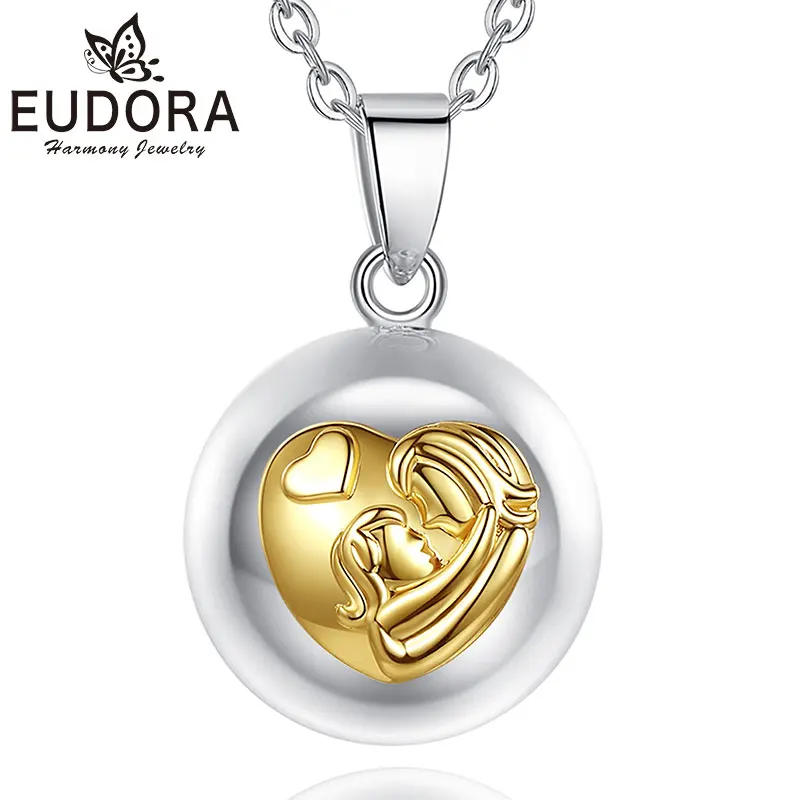 Eudora 20mm Harmony Ball Mother Daughter Hug Pendant Necklace Heart Shape Pregnancy Chime Bola Angel Caller Jewelry For Women