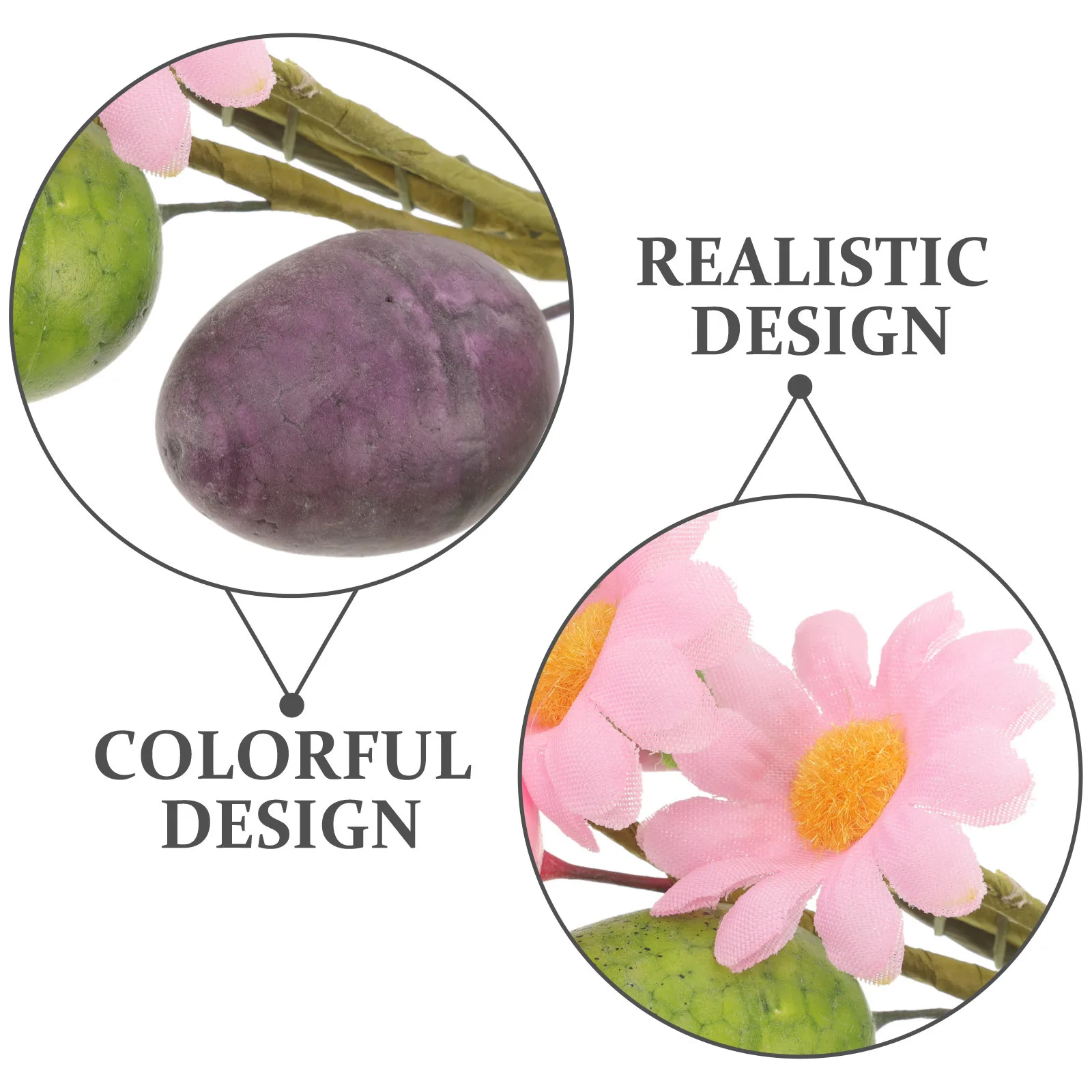 

Artificial Easter Wreath with Eggs and Greenery Door Wall Hanging Decor for Easter Party Scene Festival Decoration