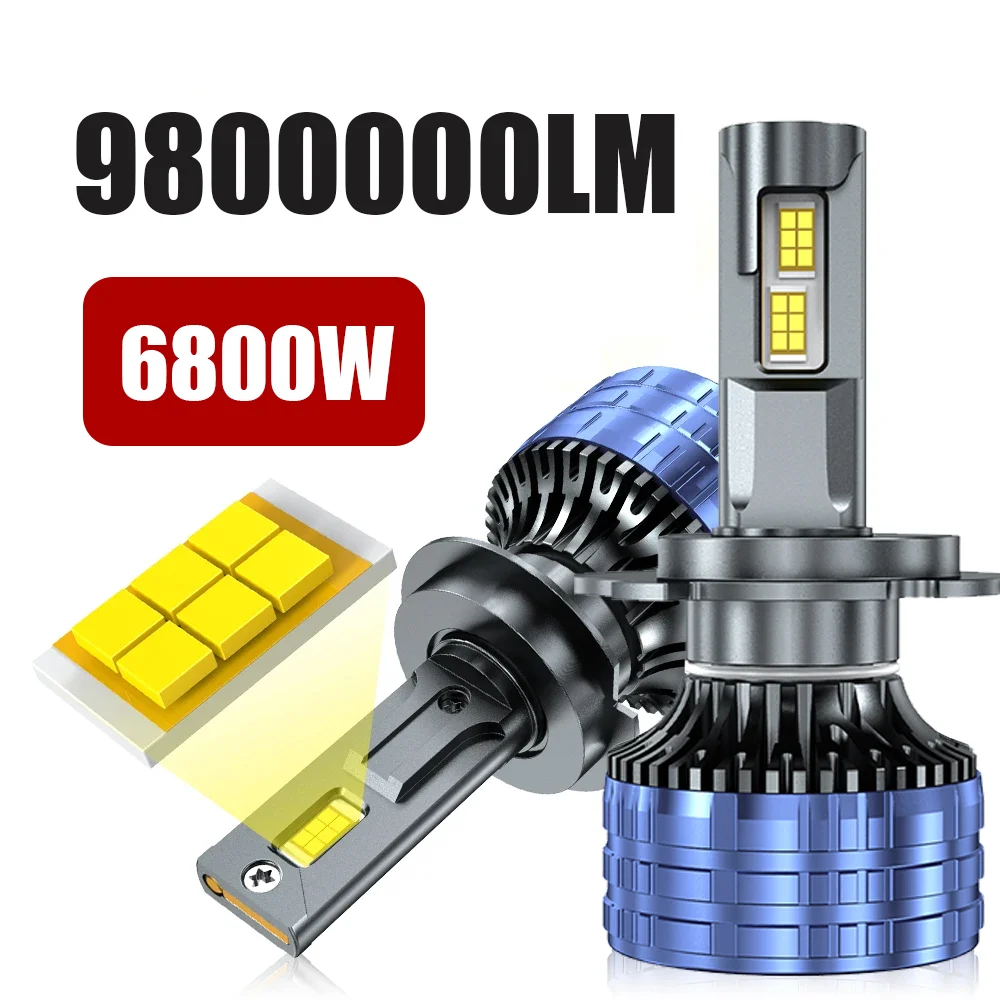 LED H4 Car Lights 6800W High Power H7 LED Headlight Light Bulbs Canbus H1 H3 H11 9005 9007 9012 9800000LM Auto Fog Lamps Light