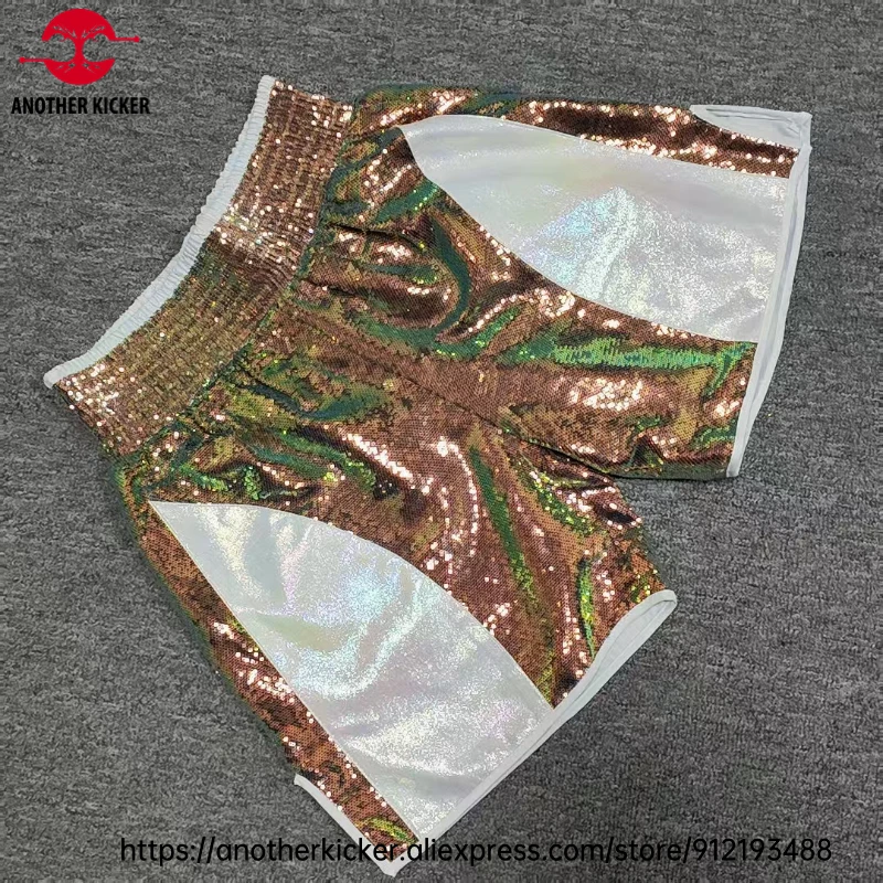 

Sequin Muay Thai Shorts Sparkly Boxing Shorts for Adult Kids MMA Kickboxing Shorts for Training Martial Arts Performance Cosplay