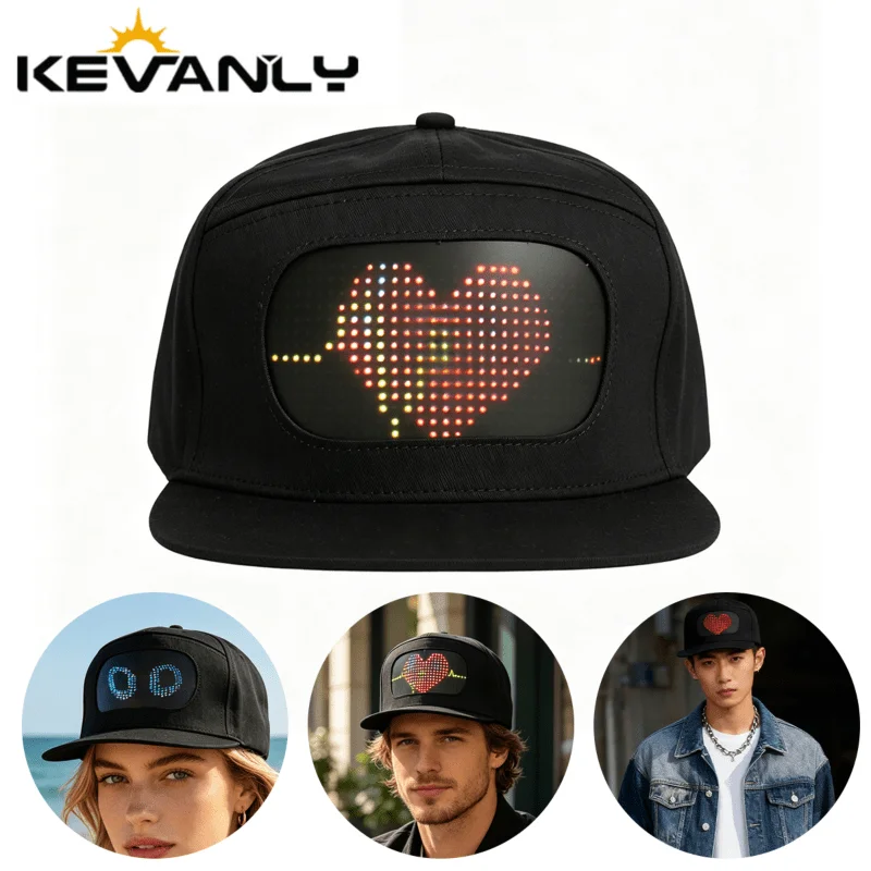 LED Cool Hip Baseball with Bluetooth APP Control Scrolling Atmosphere Message Board DIY Editable Hop Display Hat For Men Women