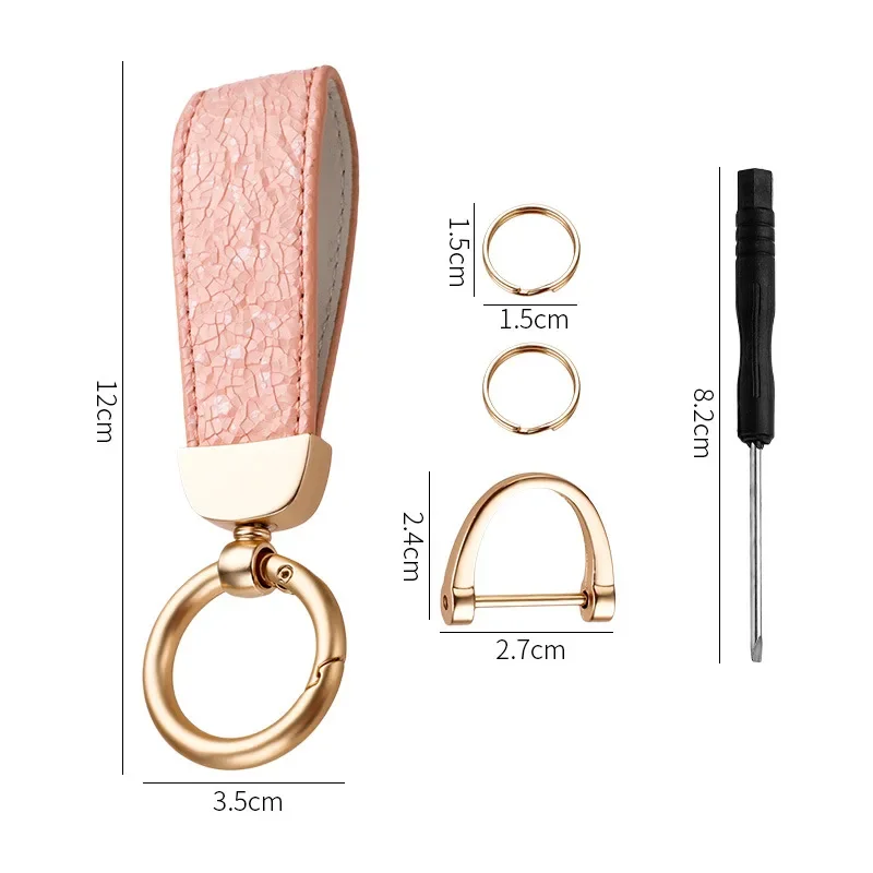 Custom Logo Light Luxury Leather Metal Keychain Pendant Personalize Car Bag Key Chain Holder Laser Engrave Keyring for Women