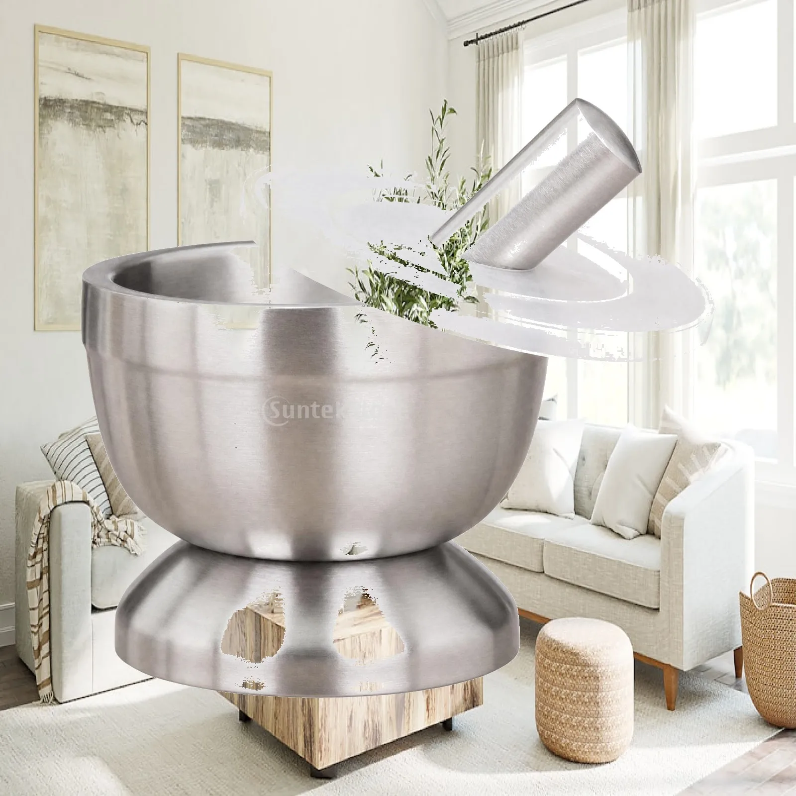 Stainless Steel Mortar and Pestle Food Grade Mortar and Pestle Herb Crusher Heavy Duty Molcajete Stable for Kitchen