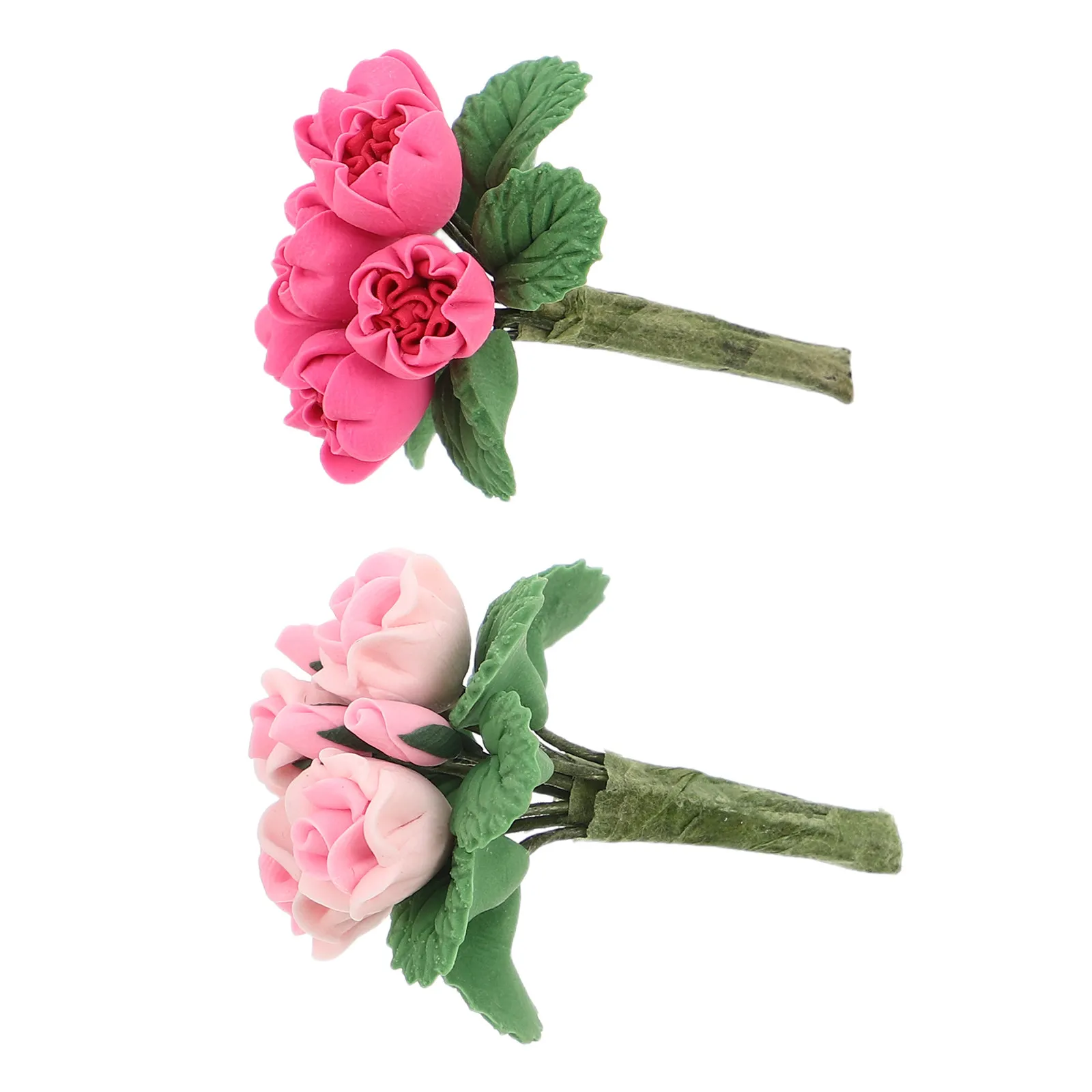 

2Pcs Miniature Furniture Set Lifelike Tiny Flower Arrangements for Dollhouse Decoration Resin Based Mini Floral Crafts Home
