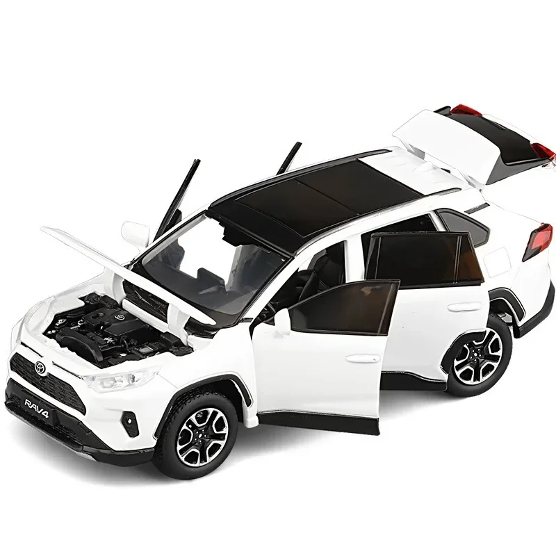 1:32 2020 TOYOTA RAV4 SUV wysoka symulacja odlewany stop metali Model samochodu dźwięk światło wycofać kolekcja zabawek dla dzieci prezenty F404